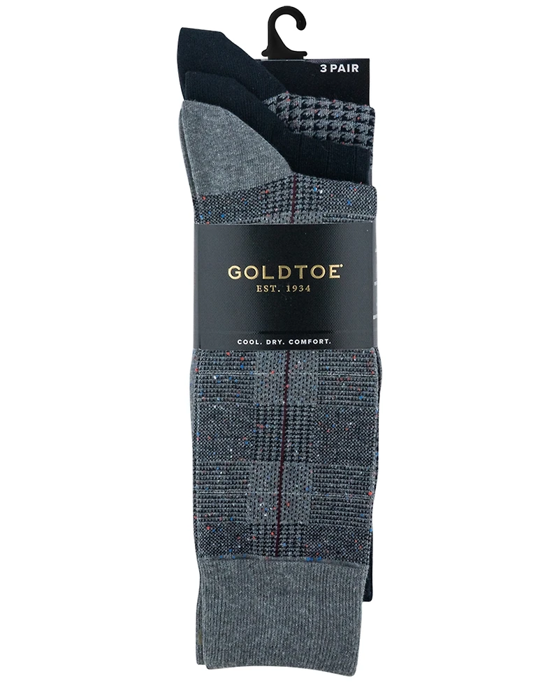 Gold Toe Men's 3-Pack Saville Tweed Reinforced Crew Socks