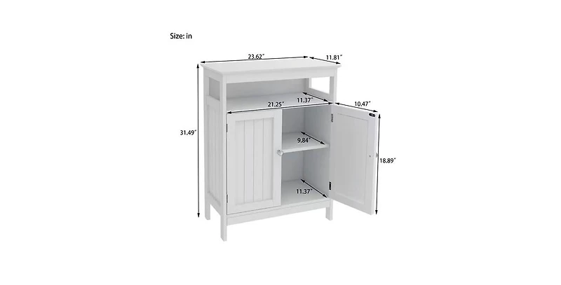 Slickblue 2-Door Bathroom Linen Cabinet with Storage Shelf and Wood Finish for Organization