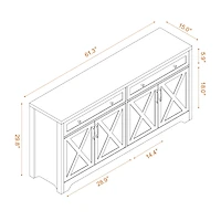Casainc 61" White Freestanding Base Kitchen Cabinet