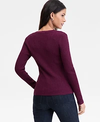 I.n.c. International Concepts Women's Metallic-Knit V-Neck Sweater, Macy's Exclusive