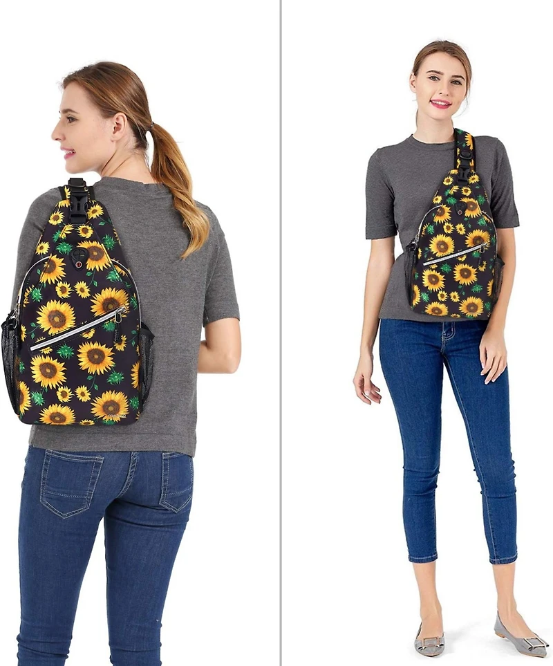 Mosiso Sunflower Rope Sling Backpack - Lightweight Travel & Hiking Daypack | Water-Resistant Crossbody Chest Bag with Quick-Access Pocket