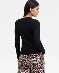 I.n.c. International Concepts Women's Ribbed V-Neck Sweater, Macy's Exclusive