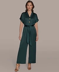 Donna Karan New York Women's Satin Wide Leg Jumpsuit