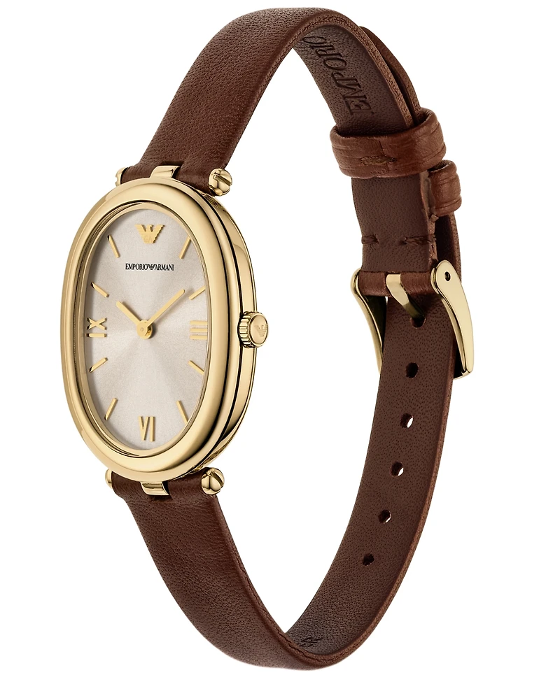 Emporio Armani Women's Brown Leather Strap Watch 34mm