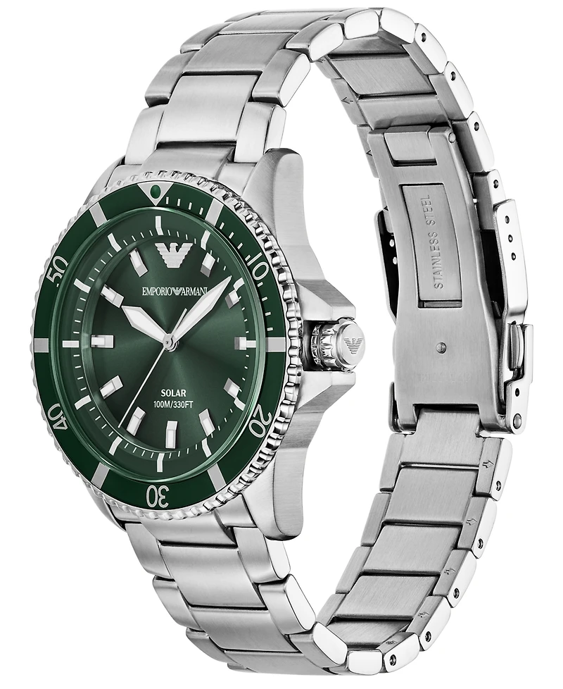 Emporio Armani Men's World Explorer Solar Stainless Steel Bracelet Watch 42mm