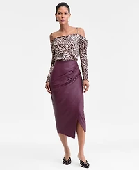 I.n.c. International Concepts Women's Faux-Leather Draped Skirt, Macy's Exclusive