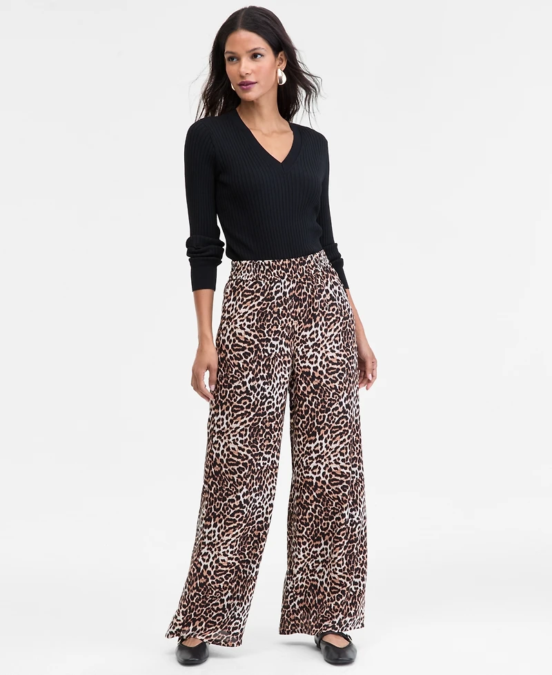 I.n.c. International Concepts Women's Printed Pull-On Wide-Leg Pants, Macy's Exclusive