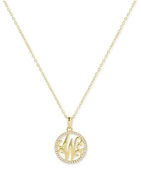 Giani Bernini Cubic Zirconia Pave Monogram W Pendant 18" Necklace in 18k Gold Over Sterling Silver, Created for Macy's