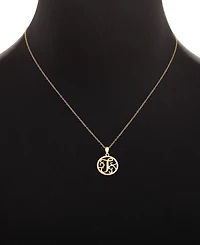 Giani Bernini Cubic Zirconia T Monogram 18" Pendant Necklace in 18k Gold Over Sterling Silver, Created for Macy's