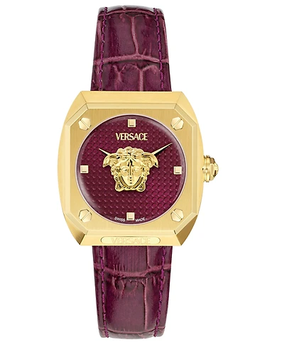Versace Women's Swiss Medusa Antares Burgundy Leather Strap Watch 35mm