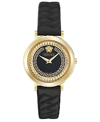 Versace Women's Swiss Delphinus Black Leather Strap Watch 35mm