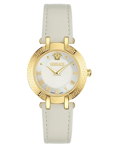 Versace Women's Swiss Antlia White Leather Strap Watch 34mm