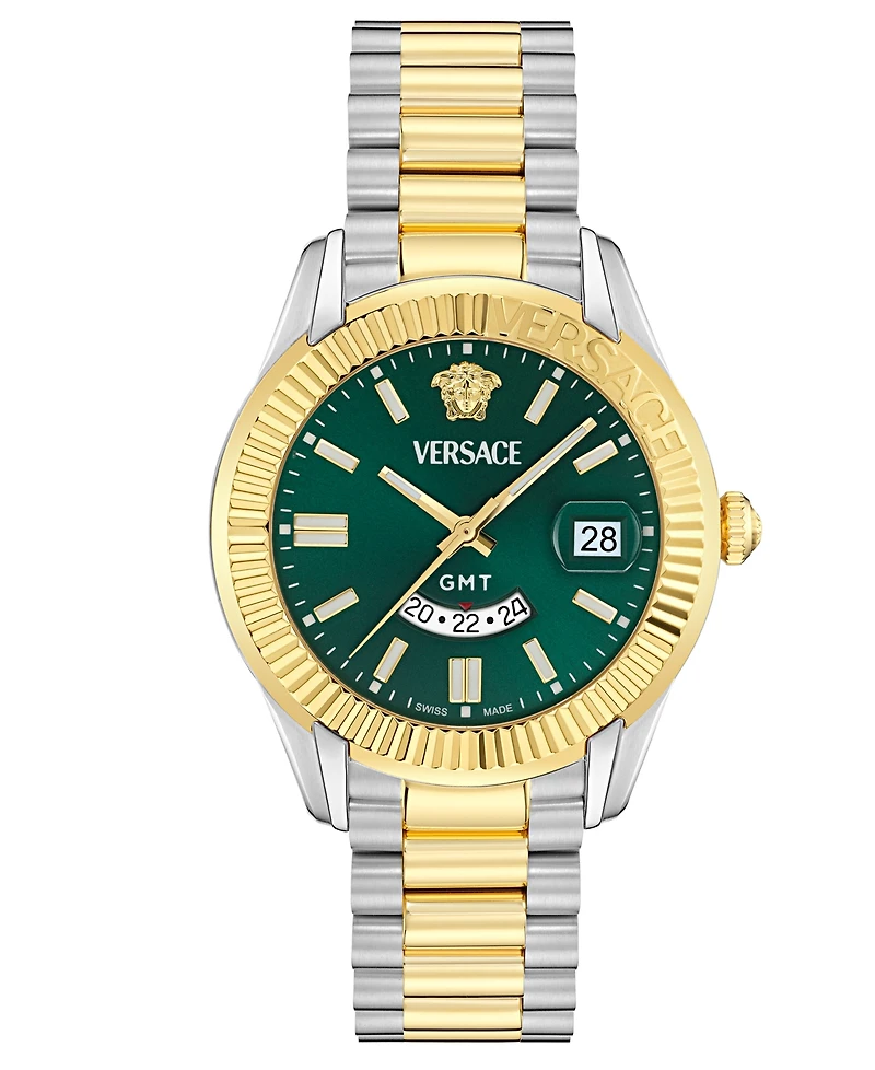 Versace Men's Swiss Apodis Gmt Two-Tone Bracelet Watch 41mm