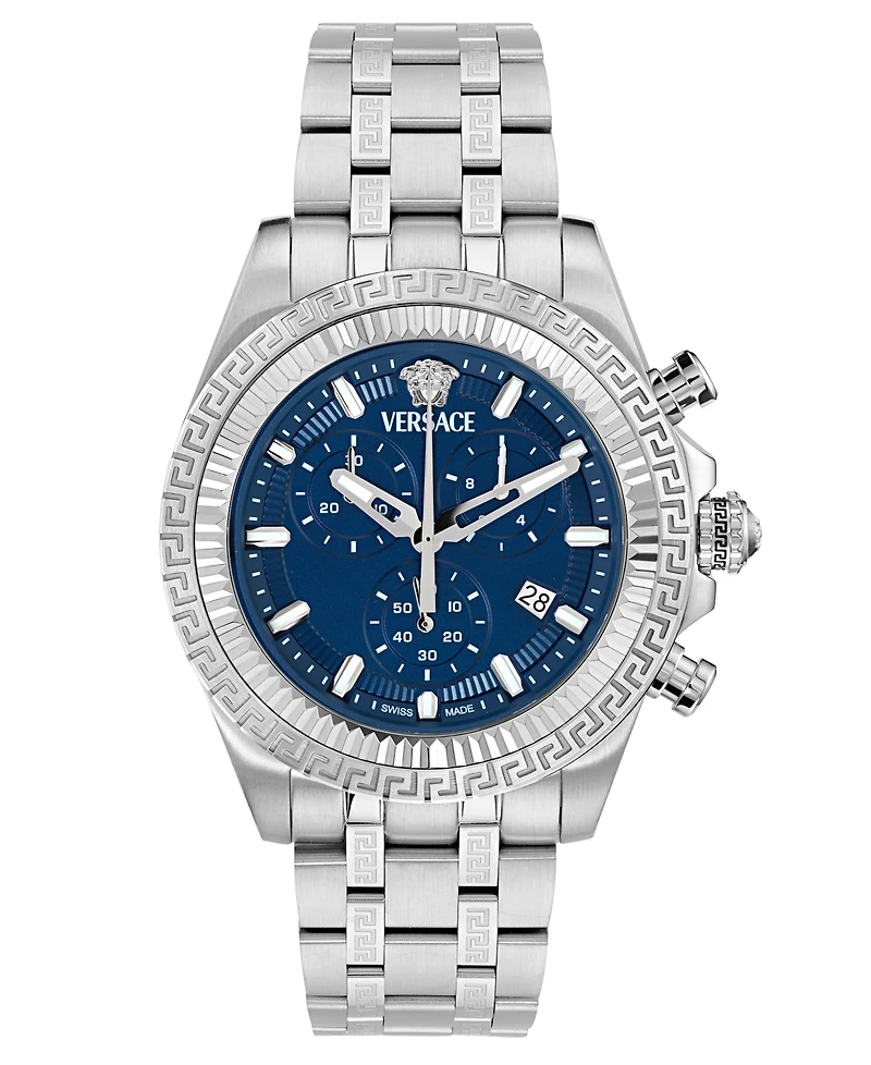 Versace Men's Swiss Chronograph Fornax Stainless Steel Bracelet Watch 43mm