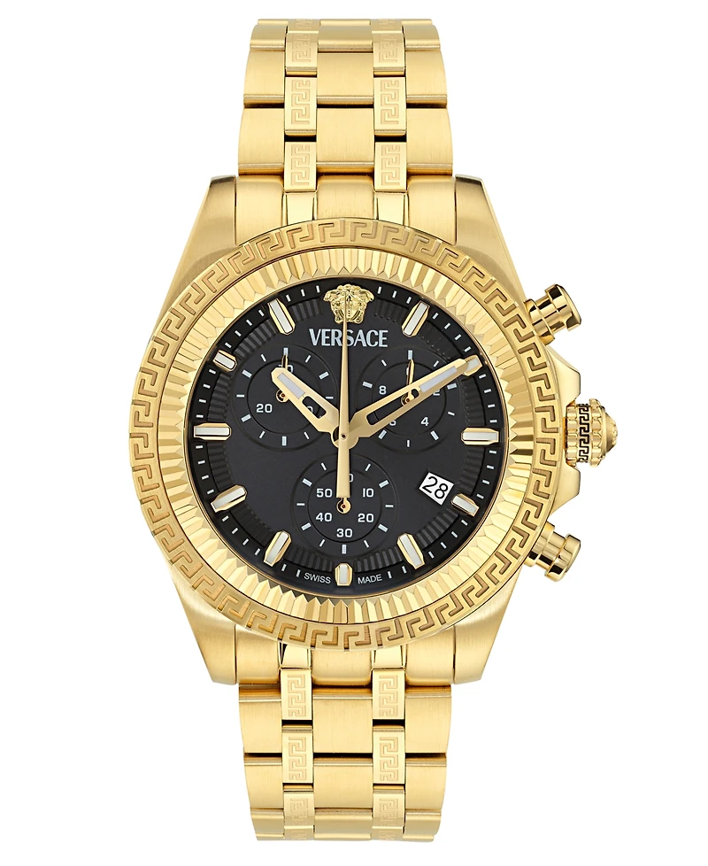 Versace Men's Swiss Chronograph Fornax Gold Ion Plated Bracelet Watch 43mm