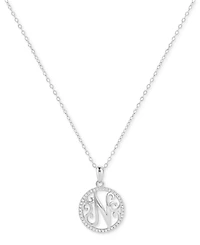 Giani Bernini Cubic Zirconia N Initial Halo 18" Pendant Necklace in Sterling Silver, Created for Macy's