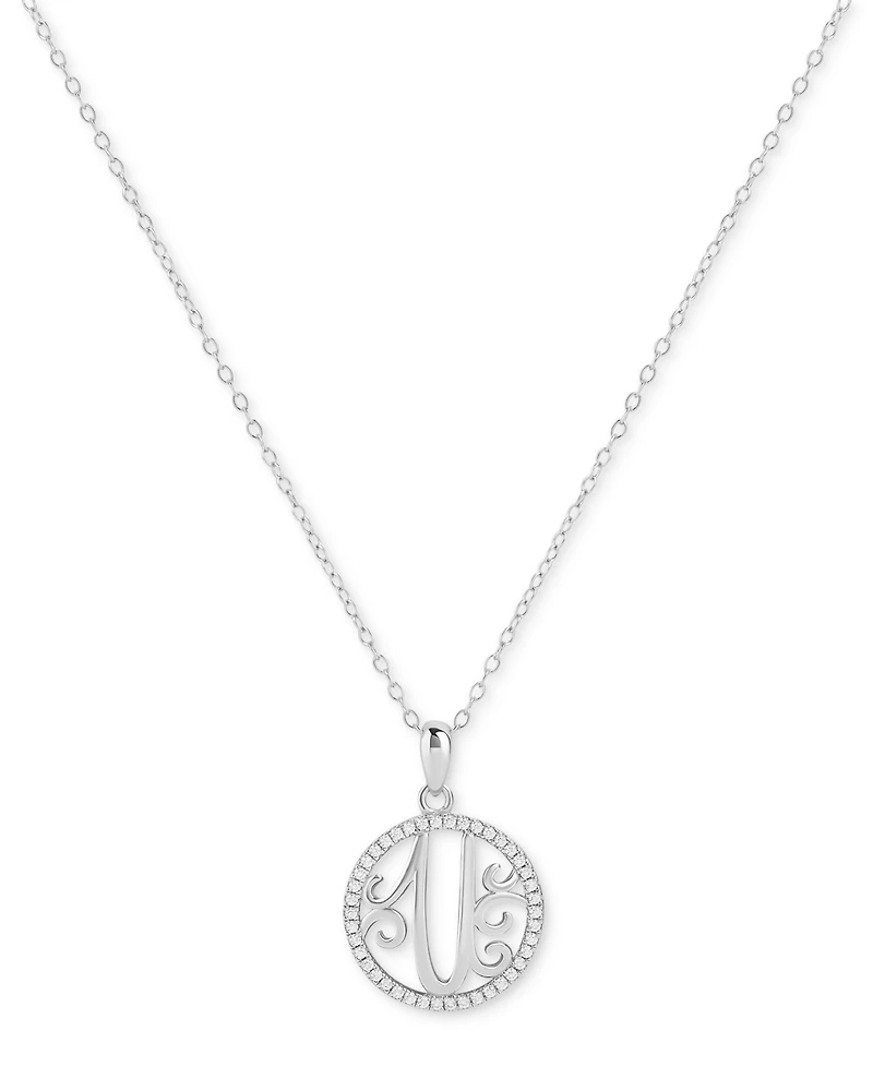 Giani Bernini Cubic Zirconia Filigree Initial U Monogram 18" Pendant Necklace in Sterling Silver, Macy's Exclusive