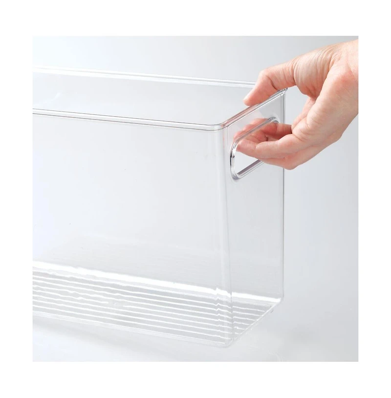 iDesign Plastic Storage Bin with Handles - Set of - Clear
