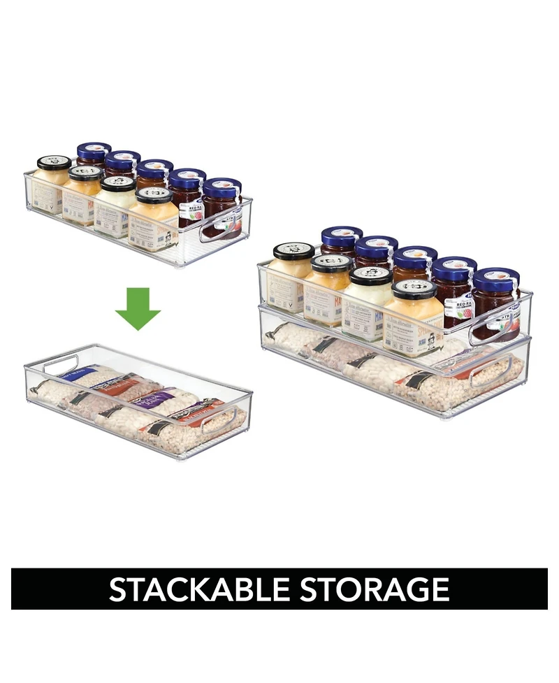 iDesign Stackable Pantry Storage Bin with Handles, Set of 4, Clear