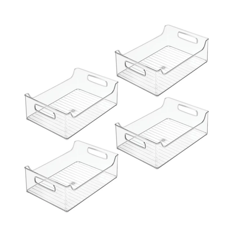iDesign Plastic Stackable Pantry Bin with Handles, Set of 4, Clear, Made in Usa