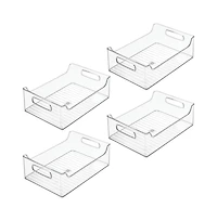 iDesign Plastic Stackable Pantry Bin with Handles, Set of 4, Clear, Made in Usa