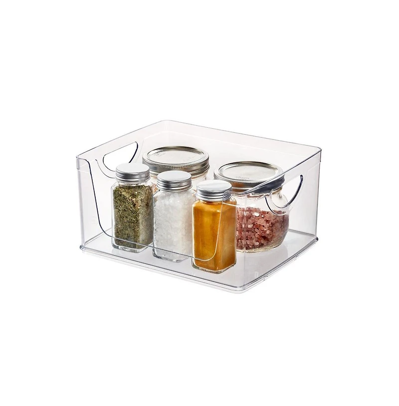 iDesign Stackable Open-Front Bin with Handles, Set of 4, Clear, Made in Usa