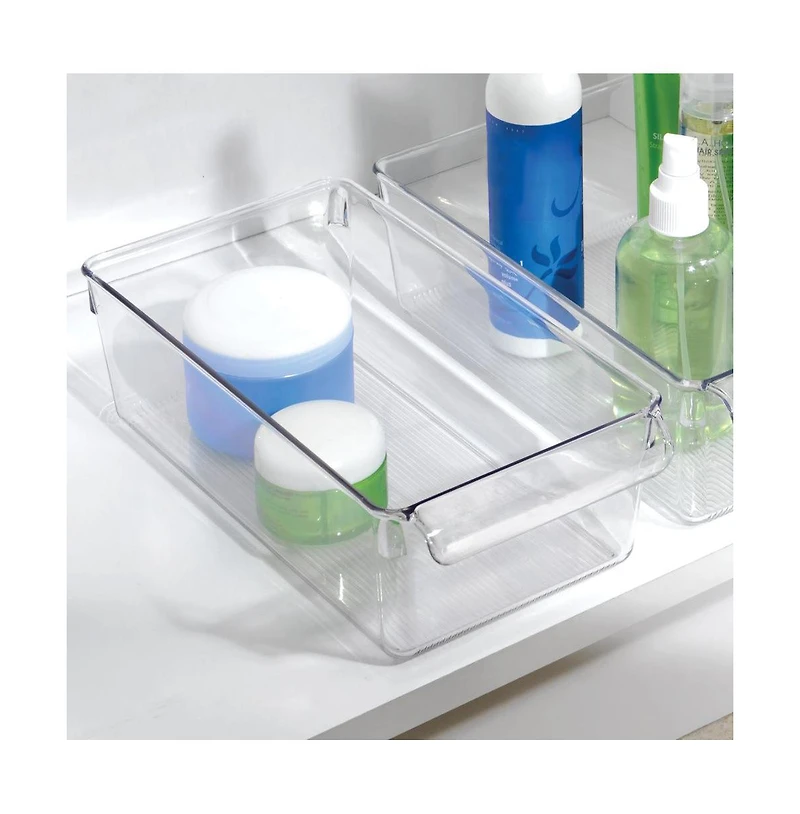 iDesign Fridge Storage Tray with Handle - Set of 4 - Clear
