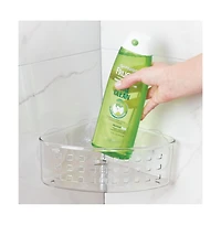 iDesign Plastic Suction Corner Shower Basket, Set of 2, Clear, Made in Usa