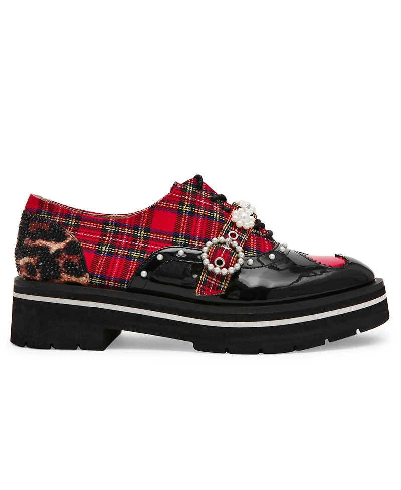 Betsey Johnson Women's Simonee Embellished Lace Up Oxford Loafers