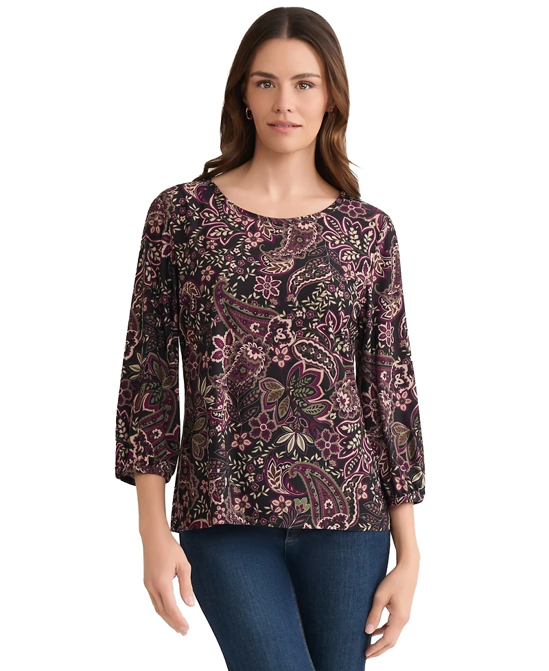 Jones New York Women's Crew Neck 3/4-Sleeve Top