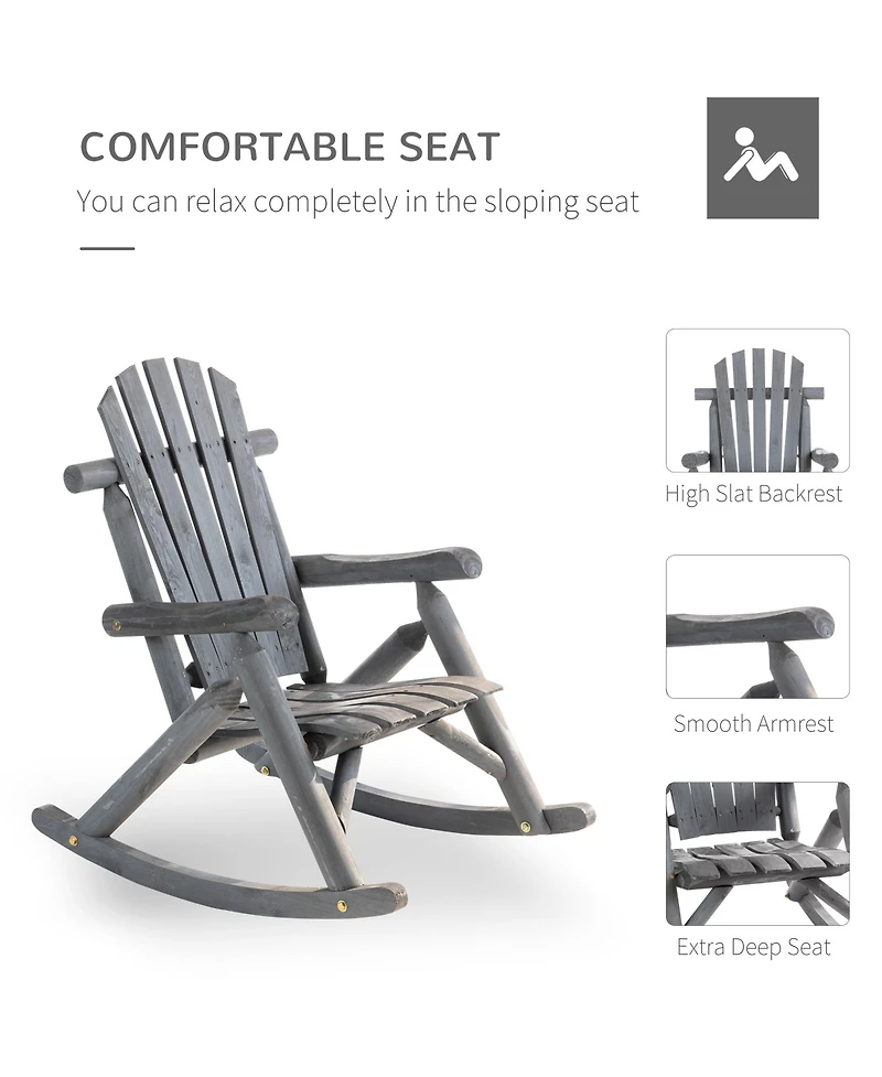 Outsunny Outdoor Adirondack Style Wooden Rocking Chair, Small,
