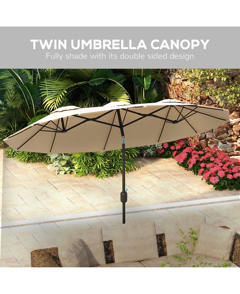 Outsunny 9.7' Double-sided Patio Umbrella Tilt Outdoor Umbrella