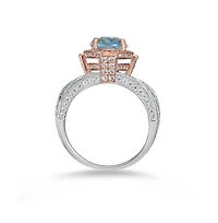 Suzy Levian New York Two-Tone Sterling Silver Oval Cut Center Topaz Cocktail Milano Ring