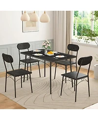 Slickblue Modern Industrial 5-Piece Dining Set with Wood Top Table and 4 Chairs