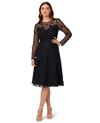Adrianna Papell Petite Bead Velvet Midi Dress