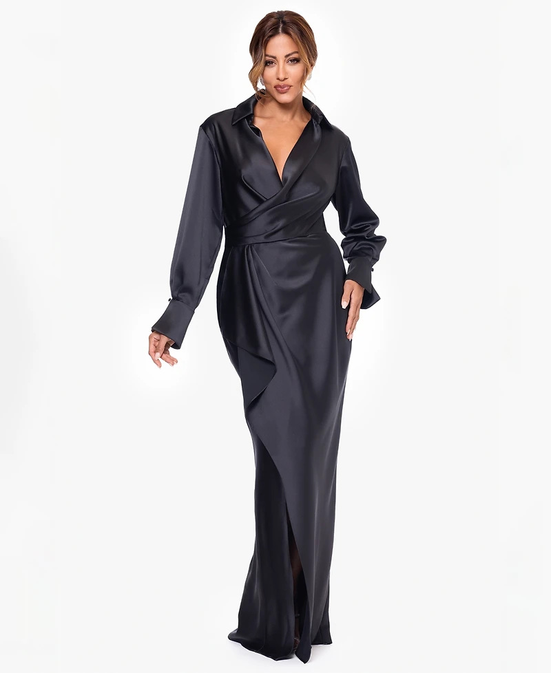 Xscape Petite Long Sleeve Shirt Dress