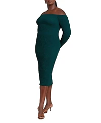Eloquii Women's Plus Off Shoulder Textured Dress