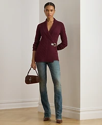 Lauren Ralph Petite Buckled Cotton Sweater