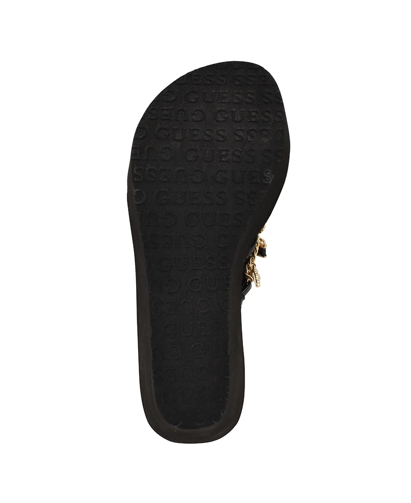 Guess Women's Sutton Charms Eva Thong Wedge Sandals