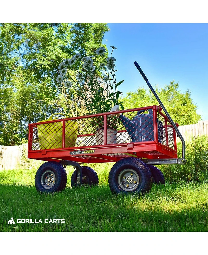 Gorilla Carts Gorilla Cart 800 Pound Capacity Heavy Duty Steel Mesh Utility Wagon Cart, Red
