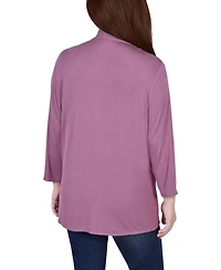 Ny Collection Petite 3/4 Sleeve Solid Cardigan Sweater