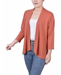 Ny Collection Petite Solid 3/4 Sleeve Cardigan Sweater