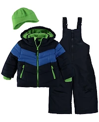 S Rothschild & Co Baby Boys 3-Piece Chevron Snowsuit Jacket, Ski Bib and Hat Set