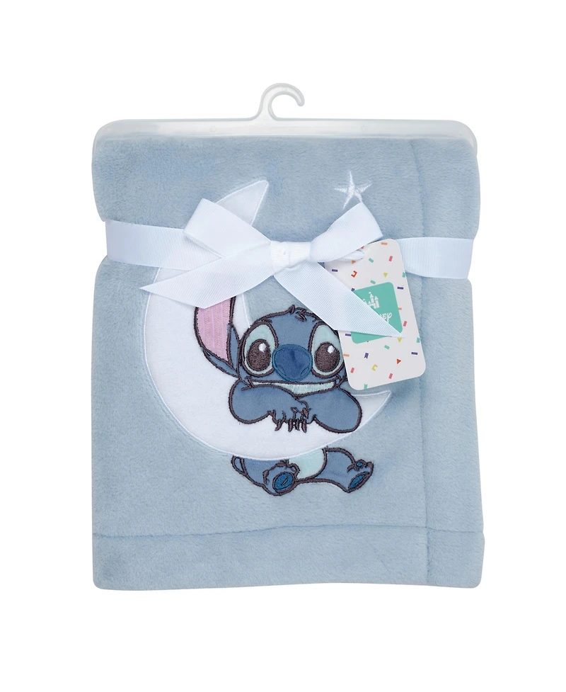 Bedtime Originals Baby Disney Stitch Blue Soft Fleece Appliqued Blanket