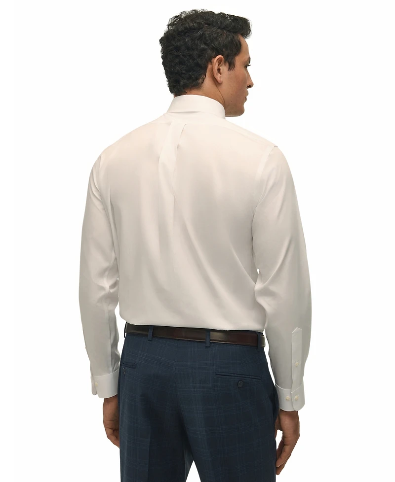 Men's Regular Fit Non-Iron Polo Button-Down Collar Solid Pinpoint Dress Shirt