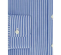 Men's Regular Fit Non-Iron Polo Button-Down Thin Stripe Broadcloth Dress Shirt