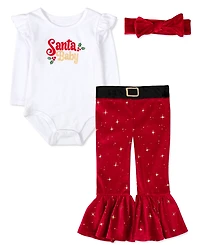 Baby Essentials Girls 3-Piece Santa Set