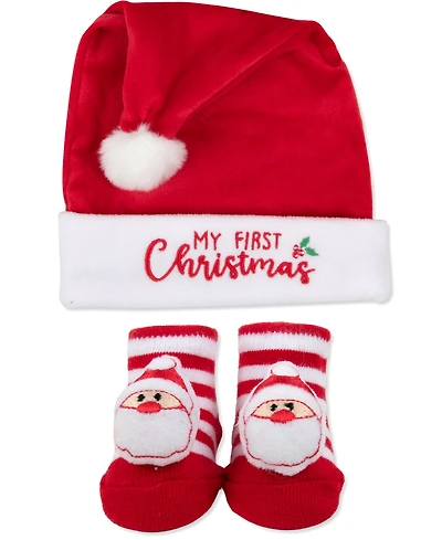 Baby Essentials Baby 2-Piece My First Christmas Santa Hat Rattle Sock Set