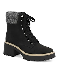Mia Women's Kynlee Block Heel Lace-Up Ankle Booties