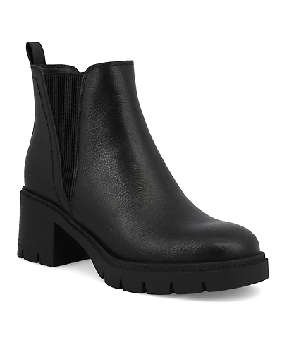 Mia Women's Panola Stacked Heel Lug Sole Chelsea Booties